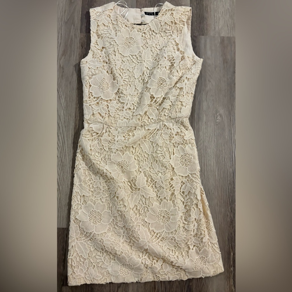 Zara Cream/Ivory Guipure Lace Dress - Size S